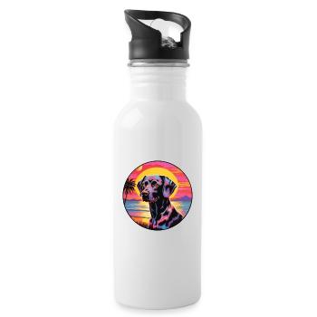 Black Forest Hound Dog Breed Colorful Cartoon Wate - Water bottle with straw - white - Right