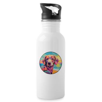 Broholmer chien race coloré dessin animé aquarelle - Gourde avec paille intégrée - blanc - Droite