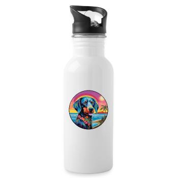 Cao De Gado Transmontano Dog Breed Colorful Cartoo - Water bottle with straw - white - Right