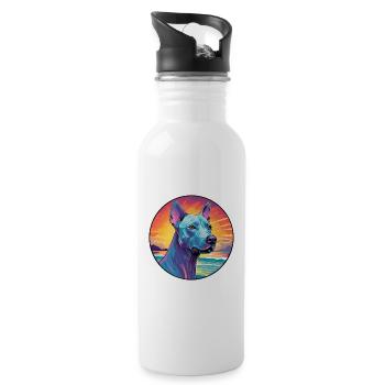 Blau Thai Ridgeback Hunderasse Bunte Karikatur Wat - Trinkflasche mit integriertem Trinkhalm - Weiß - Rechts