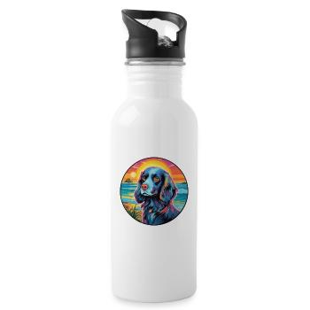 Blaue Picardie Spaniel Hunderasse Bunte Karikatur Wa - Trinkflasche mit integriertem Trinkhalm - Weiß - Rechts