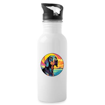 Schwarz und Tan Coonhound Hunderasse Bunte Karikatur - Trinkflasche mit integriertem Trinkhalm - Weiß - Rechts