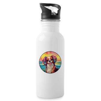 Continental Toy Spaniel Chien Race Coloré Dessin Animé - Gourde avec paille intégrée - blanc - Droite