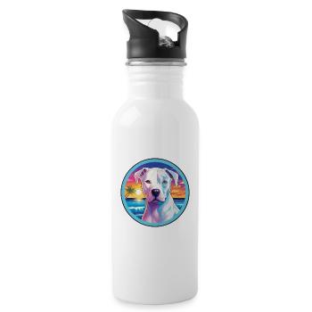 Dogue Argentino Race De Chien Coloré Cartoon Watercol - Gourde avec paille intégrée - blanc - Droite