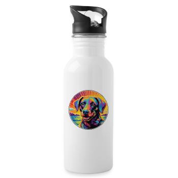 Deutscher Wachtelhund Hunderasse Bunte Karikatur W - Trinkflasche mit integriertem Trinkhalm - Weiß - Rechts