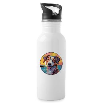 Danois Suédois Farmdog Race Chien Coloré Cartoon - Gourde avec paille intégrée - blanc - Droite