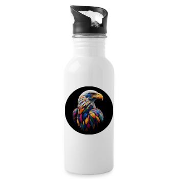 Eagle with colorful feathers - Water bottle with straw - white - Right