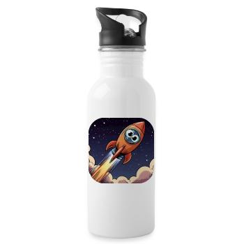 Comic Rocket with Eyes - Water bottle with straw - white - Right