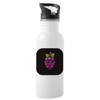 Purple grape with face - Water bottle with straw - white - Right