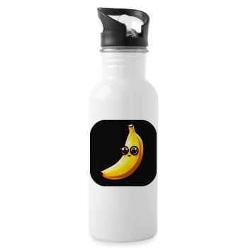 Banana with face and big eyes - Water bottle with straw - white - Right