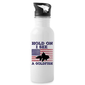 Goldfisch Amerikanische Flagge Original Geschenk - Trinkflasche mit integriertem Trinkhalm - Weiß - Rechts