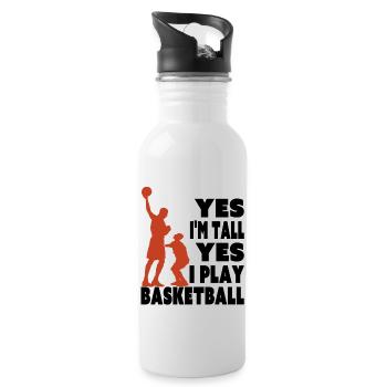 Yes I Am Tall I Play Basketball Funny Tall Player - Water bottle with straw - white - Right