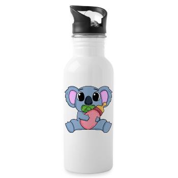 Bébé Koala Motif Koala Ours - Gourde avec paille intégrée - blanc - Droite