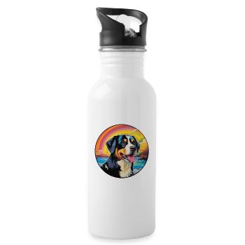 Entlebucher Mountain Dog Breed Coloré Cartoon Wa - Gourde avec paille intégrée - blanc - Droite