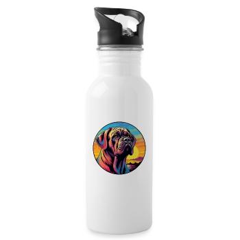 Englische Dogge Hunderasse Bunte Karikatur Waterco - Trinkflasche mit integriertem Trinkhalm - Weiß - Rechts