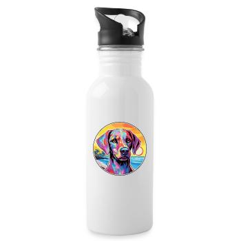 Kyi Leo Hund Rasse Bunte Karikatur Aquarell - Trinkflasche mit integriertem Trinkhalm - Weiß - Rechts