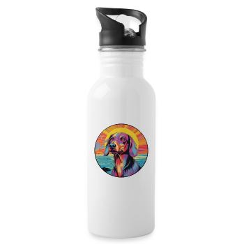 Latvian Hound Dog Breed Colorful Cartoon Watercolo - Water bottle with straw - white - Right