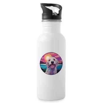 Maremma Sheepdog Dog Breed Colorful Cartoon Waterc - Water bottle with straw - white - Right