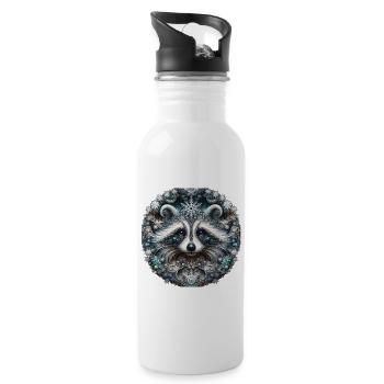 Frostbär Fraktal Muster - Trinkflasche mit integriertem Trinkhalm - Weiß - Rechts