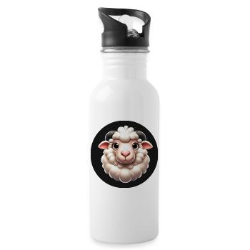 3D Graphic Sheep White - Water bottle with straw - white - Right