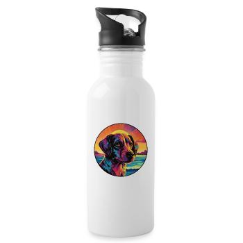 Scandinavian Dog Breed Colorful Cartoon Watercolor - Water bottle with straw - white - Right