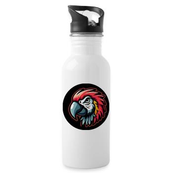 Papagei Comic Kopf bunt - Trinkflasche mit integriertem Trinkhalm - Weiß - Rechts