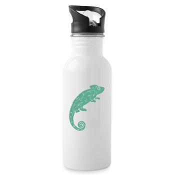 Caméléon vert - Gourde avec paille intégrée - blanc - Droite