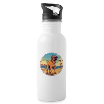 Alpine Mastiff Dog Breed Cartoon Kawaii Clipart - Water bottle with straw - white - Right