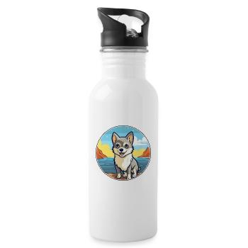 Alaska Klee Kai chien race Cartoon Kawaii Clipart - Gourde avec paille intégrée - blanc - Droite