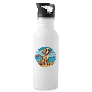 Akbash Hund Rasse Cartoon Kawaii Clipart Aquarell - Trinkflasche mit integriertem Trinkhalm - Weiß - Rechts