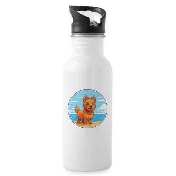 Chien Terrier Australien Race Cartoon Kawaii Chien - Gourde avec paille intégrée - blanc - Droite
