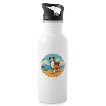 Berger basque chien race Cartoon Kawaii Clipart - Gourde avec paille intégrée - blanc - Droite
