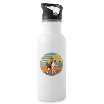 Beagle Harrier Hund Rasse Cartoon Kawaii Clipart - Trinkflasche mit integriertem Trinkhalm - Weiß - Rechts