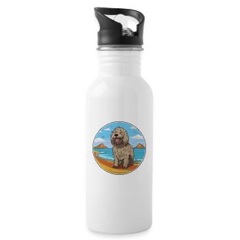 Bergamasco Schäferhund Hund Rasse Cartoon Kawaii Hund - Trinkflasche mit integriertem Trinkhalm - Weiß - Rechts