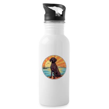 Berger De Beauce Dog Breed Cartoon Kawaii Clipart - Water bottle with straw - white - Right