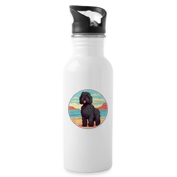 Race de chien Terrier russe noir Cartoon Kawaii Dog - Gourde avec paille intégrée - blanc - Droite