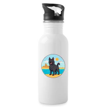 Chien de berger belge chien race Cartoon Kawaii Clipart - Gourde avec paille intégrée - blanc - Droite
