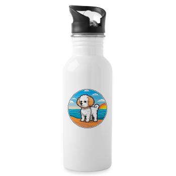 Bichon Frise chien race Cartoon Kawaii Clipart chien - Gourde avec paille intégrée - blanc - Droite