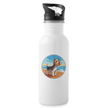 Biewer Terrier Dog Breed Cartoon Kawaii Clipart - Water bottle with straw - white - Right