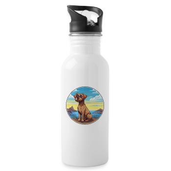 Border Terrier chien race Cartoon Kawaii Clipart - Gourde avec paille intégrée - blanc - Droite