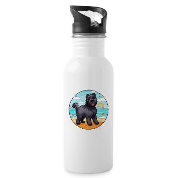 Bouvier Des Flandres Race De Chien Cartoon Kawaii Chien - Gourde avec paille intégrée - blanc - Droite