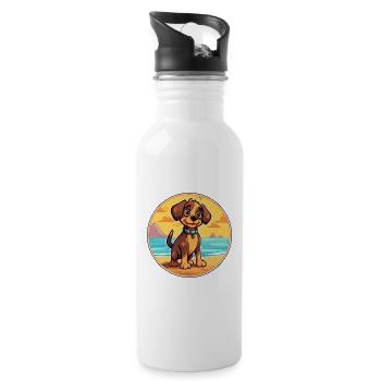 Cao De Seo Miguel Dog Breed Cartoon Kawaii - Water bottle with straw - white - Right