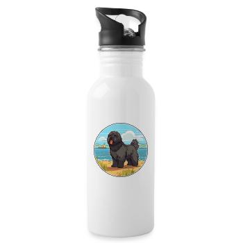 Bouvier Des Ardennes Race De Chien Cartoon Kawaii Chien - Gourde avec paille intégrée - blanc - Droite