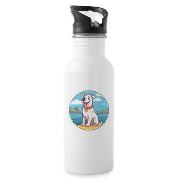 Kanadischer Labrador Husky Hunderasse Cartoon Kawaii - Trinkflasche mit integriertem Trinkhalm - Weiß - Rechts