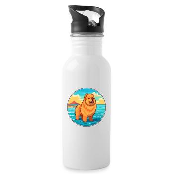 Chow Chow Hund Rasse Cartoon Kawaii Clipart Hund Haustier - Trinkflasche mit integriertem Trinkhalm - Weiß - Rechts