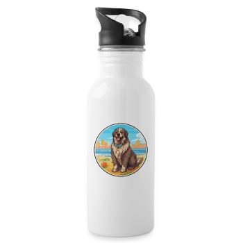 Caucasian Shepherd Dog Breed Cartoon Kawaii Dog - Water bottle with straw - white - Right