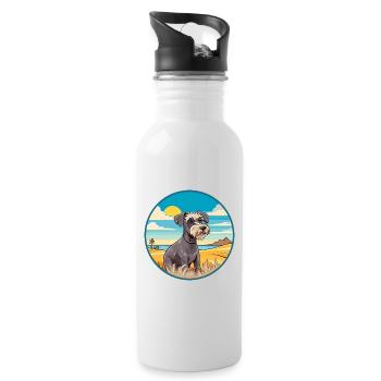 Cesky Terrier Hund Rasse Cartoon Kawaii Clipart Hund - Trinkflasche mit integriertem Trinkhalm - Weiß - Rechts