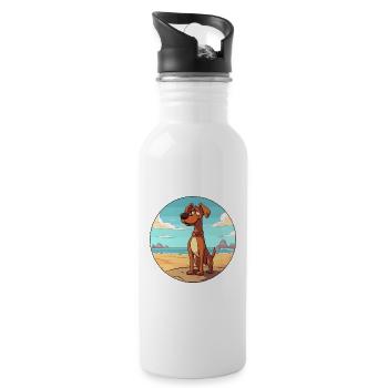 Cimarron Uruguayo Dog Breed Cartoon Kawaii Clipart - Water bottle with straw - white - Right