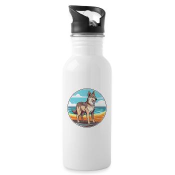 Tschechoslowakischer Wolfshund Hunderasse Karikatur Kawaii - Trinkflasche mit integriertem Trinkhalm - Weiß - Rechts