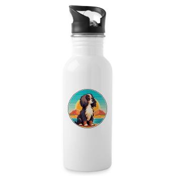 Continental Toy Spaniel Chien Race Cartoon Kawaii - Gourde avec paille intégrée - blanc - Droite